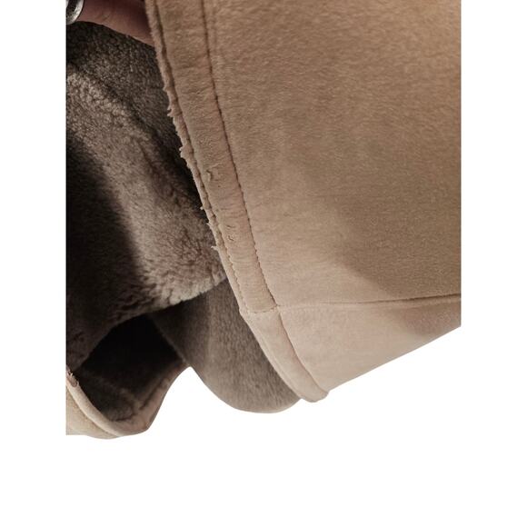 Vintage 70s Long Shearling Coat 10 Brown Leather Sawyer Napa Ski Hood Belted - Picture 5 of 15